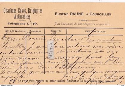 Courcelles :  Eugène Daune    :    charbons , cokes , .......   1914      (  see scans )