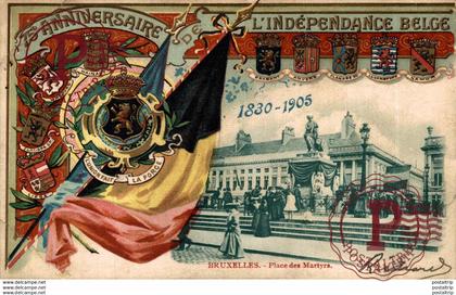 75eme anniversaire de l'indépendance belge 1830/1905 bruxelles place des martyrs. Bélgica Belgique Belgium