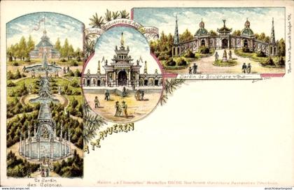 Lithographie Tervuren Tervueren Brabant Flamand Flandre, Jardin de Sculpture, Jardin des Colonies