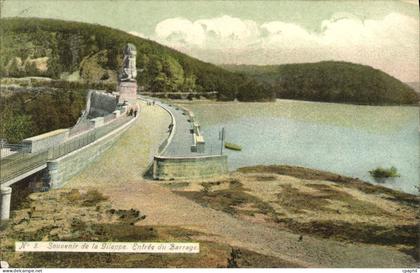 CPA Souvenir de la Gileppe Entree du Barrage Lion