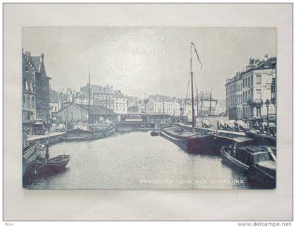 Bruxelles. Brussel. Quai aux Charbons. Péniches. Binnenschepen.