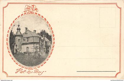 BELGIQUE - Val au Bois - Bâtiment - Château - Flèche - Cheminée - Cour - Bois - Médaillon - Carte postale ancienne