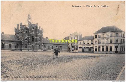 CPA  LESSINES LA GARE PLACE DE LA STATION