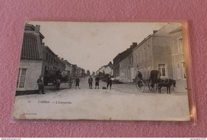 CPA - LOBBES - L'ENTREVILLE ( SUPERBE ATTELAGE - CHARIOT AVEC CHEVAL )