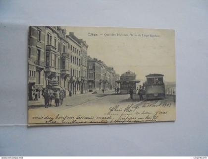 LIEGE Quai des Pêcheurs Tram de Liège Barchon Tramway Attelage Cheval Animée  Luik Carte Postale Précurseur CP AK PK