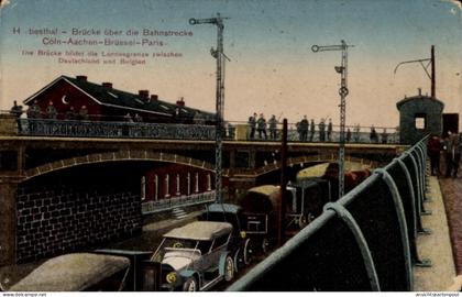CPA Herbesthal Lontzen Wallonien Lüttich, Brücke über die Bahnstrecke Köln, Aachen, Brüssel, Paris