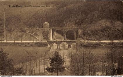 CPA Trois Ponts Drei Brücken Wallonien Lüttich, Brücken, Wald, Fluss