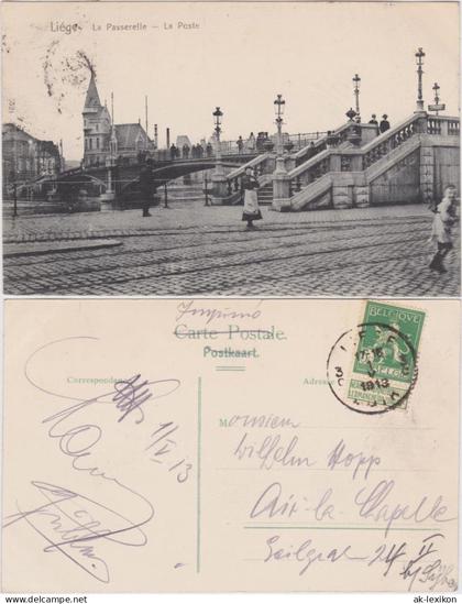 Lüttich Luik  wallonisch: Lîdje La Passerelle - La Poste 1913