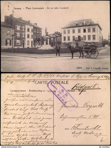 Postkaart Seraing Seraing Place Communale Statue John Cockerill. 1916