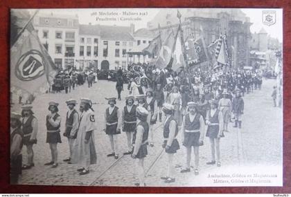 Cpa  Mechelen : praaltrein - ambachten , gilden en magistraten - 1913