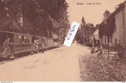 GRUNE-NASSOGNE "ARRET DU TRAM AVEC TRAM A VAPEUR-STOOMTRAM " DESAIX '