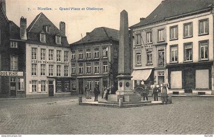 nivelles , brabant wallon * grand'place et obélisque * Au Bon Marché DELHAIZE * belgique