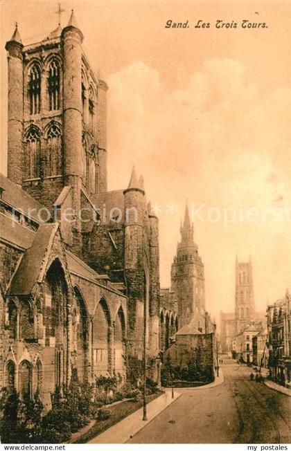 Gand Belgien Les Trois Tours Eglises Cathedrale