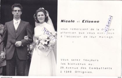 OTTIGNIES :  mariage    ...........................  see scan  (  PHOTO    17 x 11 cm  verso blank )