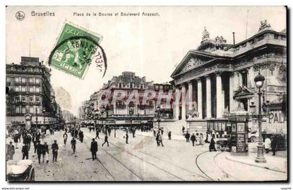 CPA Belgique Bruxelles Place de la Bourse et boulevard Anspach