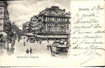 CPA Bruxelles Boulevard Anspach Tramway