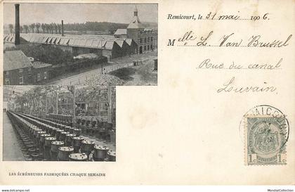 BELGIQUE #FG56337 REMICOURT CARTE PUBLICITAIRE FABRICATION ECTREMEUSES JULES MELOTTE