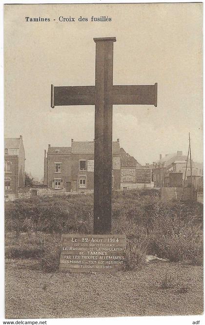 CPA TAMINES, CROIX DES FUSILLES, SAMBREVILLE, PROVINCE DE NAMUR, BELGIQUE