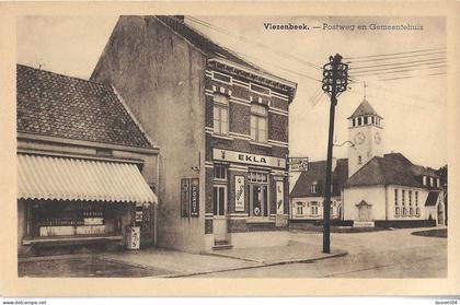 SINT PIETERS LEEUW.  VLEZENBEEK.  POSTWEG EN GEMEENTEHUIS. CAFE. PLAQUES EMAILLEES.
