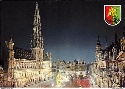 B82984 un coin de la grand place la nuit bruxelles beussels  belgium