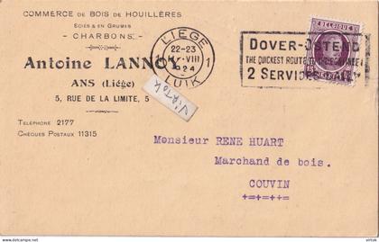 ANS : Antoine Lannoy : commerce de Bois de Houillères : Charbons- Sciés en grumes   ( voir scans   ) MARCOPHILIE