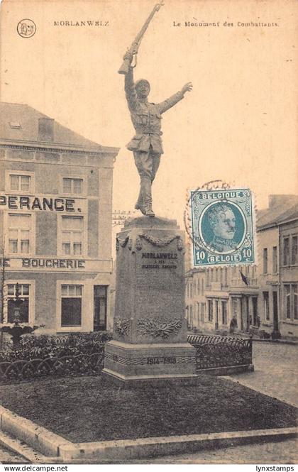 L135 Belgium 1923 Morlanwelz Monument des Combattants Vintage postcard