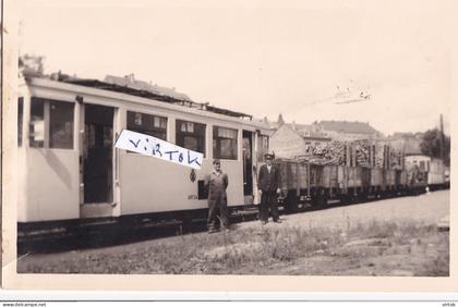 BOURCY  1959  : carte photo Gevaert  -    TRAM   chargement de bois  (  voir scans )