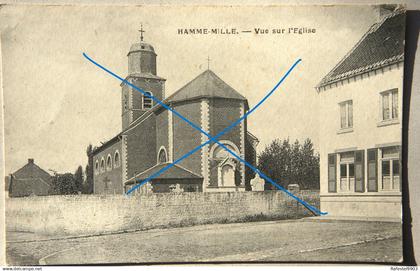 CPA HAMME MILLE Région Beauvechain Vue sur l'église Brabant Wallon