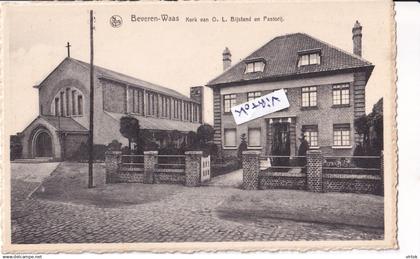 Beveren-Waas :  Kerk van O.L. bijstand en pastorij    ( uitg. Geleyn - Wauters - Beveren-Waas )