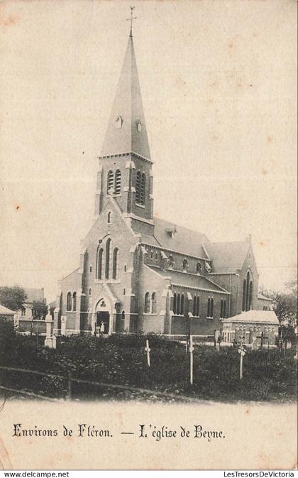 BELGIQUE - Beyne - Église St Barthélémy - Clocher - Girouette - Végétation - Cimetières - Carte postale ancienne