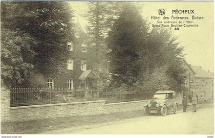 Pécheux. Hôtel des Ardennes, Bièvre. Grand'Route Bouillon-Charleville. Automobile.
