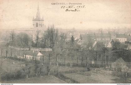 [-5%] BELGIQUE - Chièvres - Panorama - 1918 - Cathédrale - Carte postale ancienne