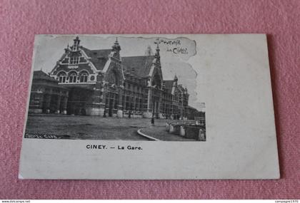 CPA A VOIR !! CINEY - LA GARE - SOUVENIR DE ... ( EDITION LOUIS JUDON )