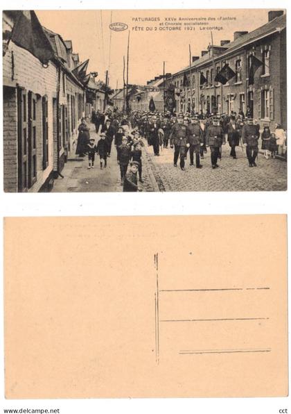 Pâturages   Colfontaine  XXVe Anniversaire des Fanfare et Chorale socialistes Le cortège  1921