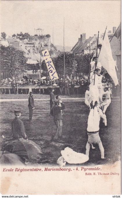Mariembourg Couvin Ecole Régimentaire   4 .  Pyramide    (  1914 avec timbre )
