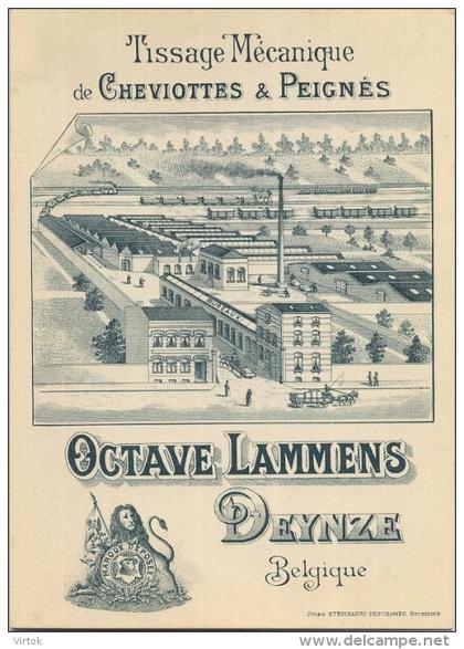 Deinze :  Tissage Mecanique de Cheviottes & Peignéq : Octave Lammens ( Litho  14 x 10 Cm ) perfecte staat