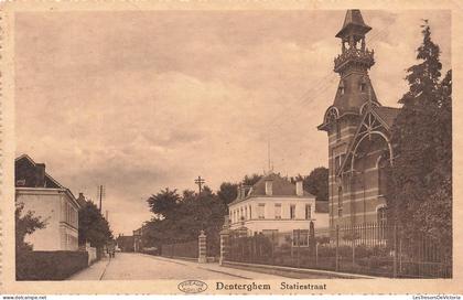 [-20%] BELGIQUE - Denterghem - Statiestraat - Rue - Station - Bâtiment - Tour - Préaux Aghlin - Carte postale ancienne