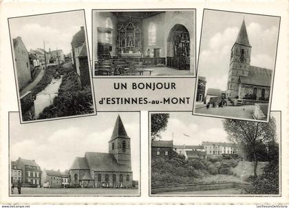 [-15%] BELGIQUE - Un Bonjour dEstinnes au Mont - Eglise - Vue intérieure - Carte Postale Ancienne