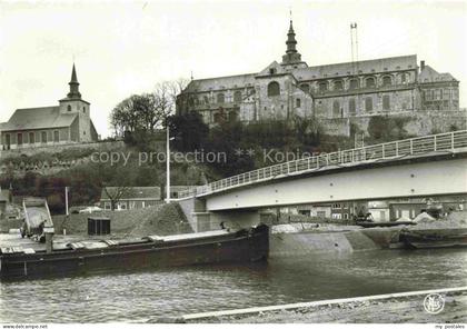 Floreffe Namur Belgie Pont-sur-la-Sambre Sambre Bruecke Frachtschiff Kloster Kir