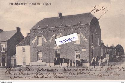 Froidchapelle :  hotel de la gare  1910  (  marcophilie  cachet  filatelie )