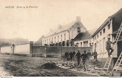 BELGIQUE - Goyck - Zicht op de Pastorij - presbytère - travaux - échelle - bâtiment - animé - Carte postale ancienne