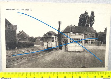 CPA OETINGEN naast Gooik Liefringe Leerbeek Kestr Gracht TRAM Vicinal Tramway Ninove Café Estaminet
