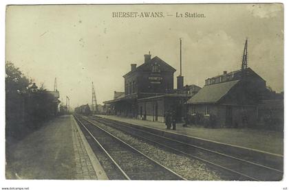 Bierset-Awans   Grâce-Hollogne    CARTE PHOTO    La Station  FELDPOST  1915    GARE STATIE  TRAIN