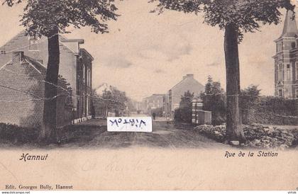 HANNUT : rue de la station    1906   ( regarder bien le scan - état )