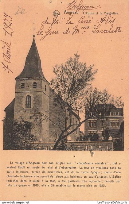 [-5%] BELGIQUE - Honnelles - Angreau - LEglise et le Presbylère -  conquérants romains - Carte postale ancienne