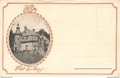 [-10%] BELGIQUE - Val au Bois - Bâtiment - Château - Flèche - Cheminée - Cour - Bois - Médaillon - Carte postale ancienn