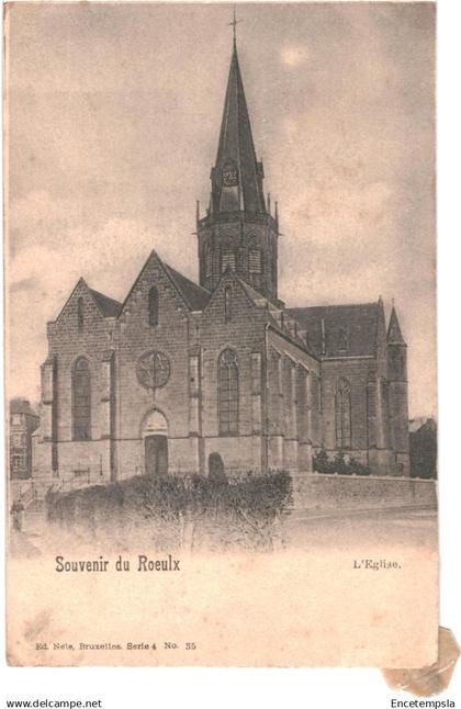 CPA Carte Postale Belgique Le Roeulx Souvenir du Roeulx L'église début 1900  VM92586