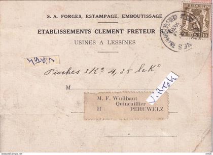 Lessines : etablissements Clement Freteur: forges , estampage , emboutissage   (reclame kaart  -  carte publicitaire)