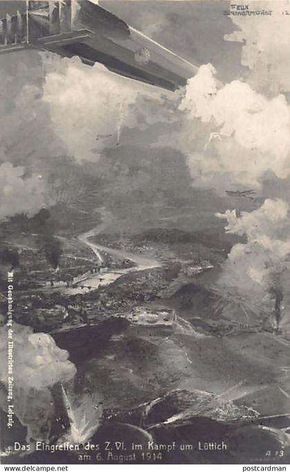 Belgique - LIÈGE - L'intervention de Zeppelin VI. à la bataille de Liège le 6 août 1914