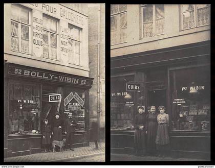 Belgique - LIEGE - Série de 2 Cartes-Photo - Magasin Cuirs Veuve BOLLY WIBIN - Une carte envoyée de Liège en Décembre 19